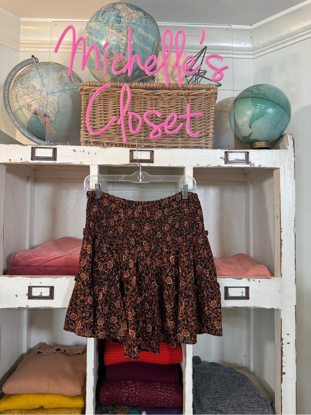 Olivaceous smoked tiered skirt